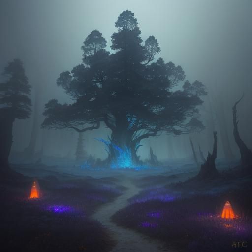 Mystical Forest Hunt: German Terrier in Fantasy Art