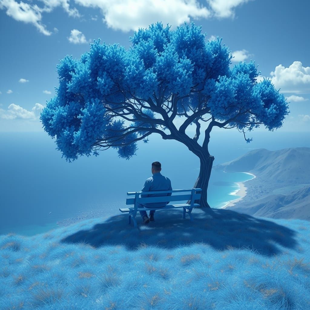 Blue Dreamscape in a Futuristic Style