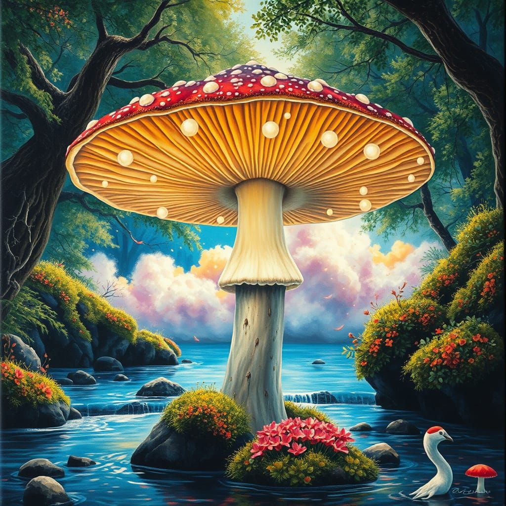 Ethereal Forest Dreams in Vibrant Gouache