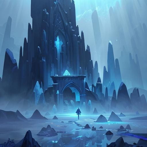 Mysterious Hooded Figure in Crystal Cave: Fantasy Art