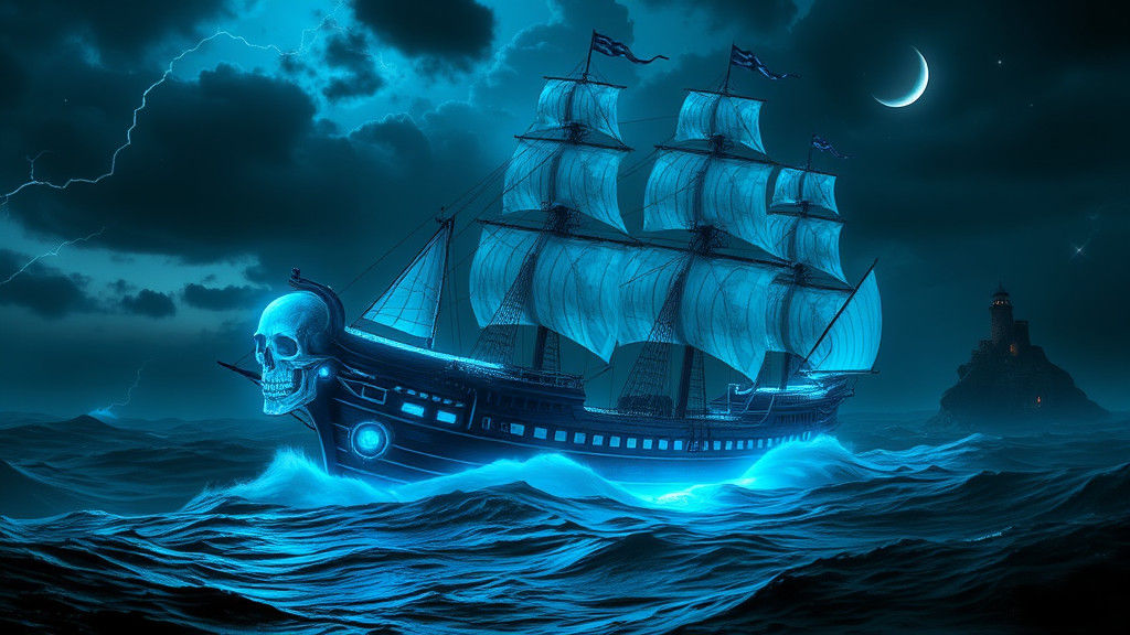 Surreal HDR10 Ghost Ship Sails Through Haunting Dark Seascap...