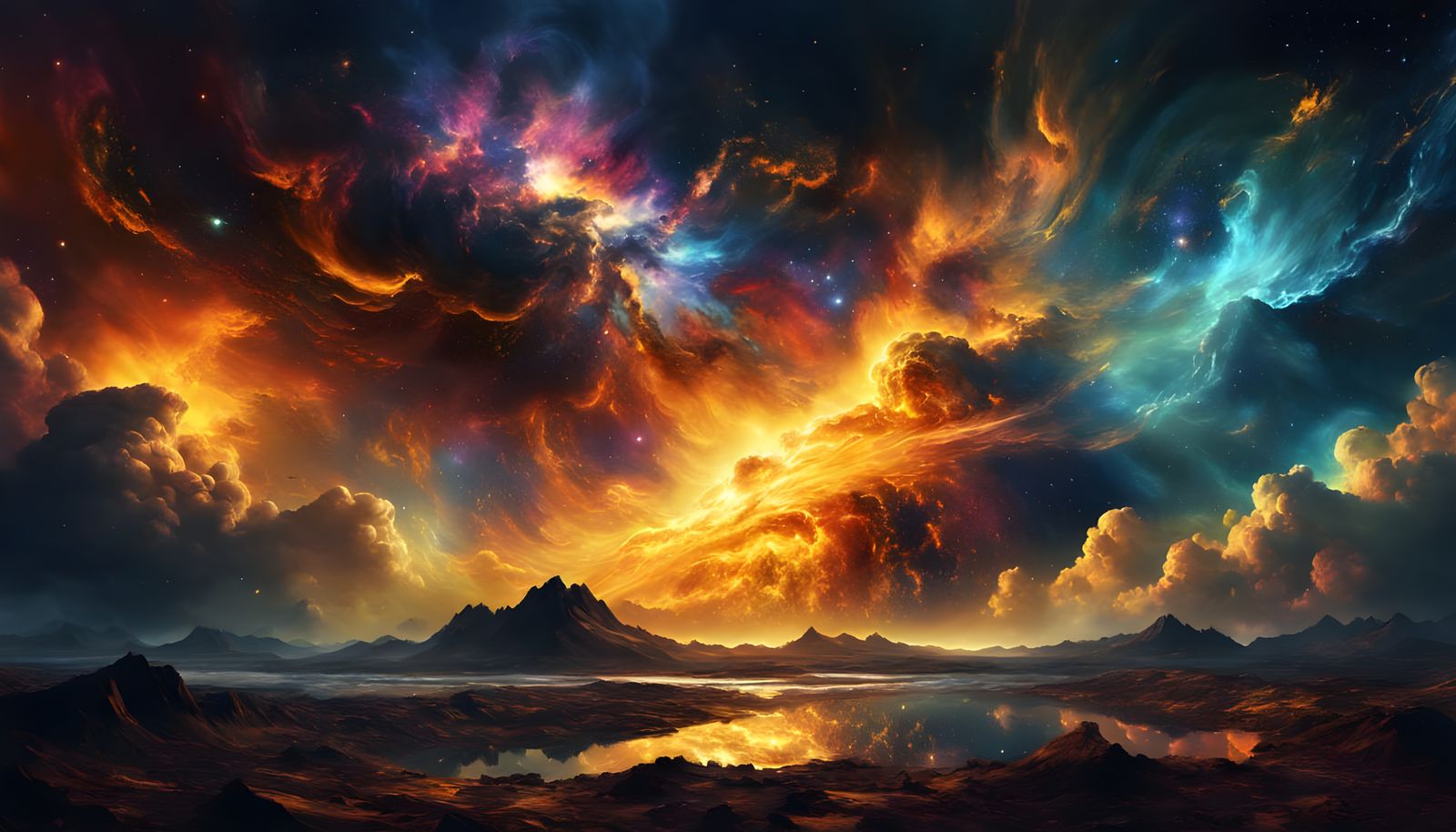 Stunning Nebula Panorama in Expressionist Style