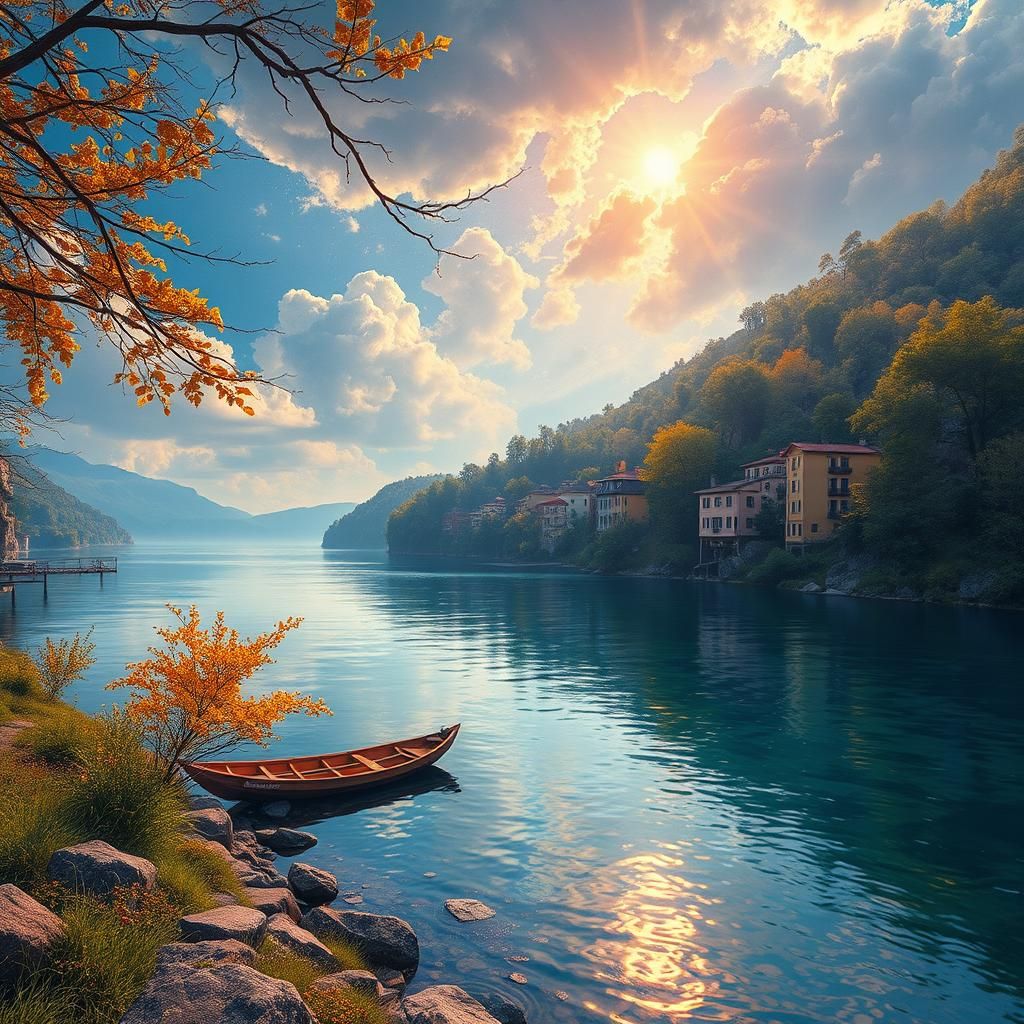 Dnieper River Wooden House in Hyperrealism Style