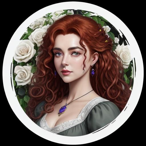 Beautiful Peasant Girl with Copper Hair in Fantasy Art