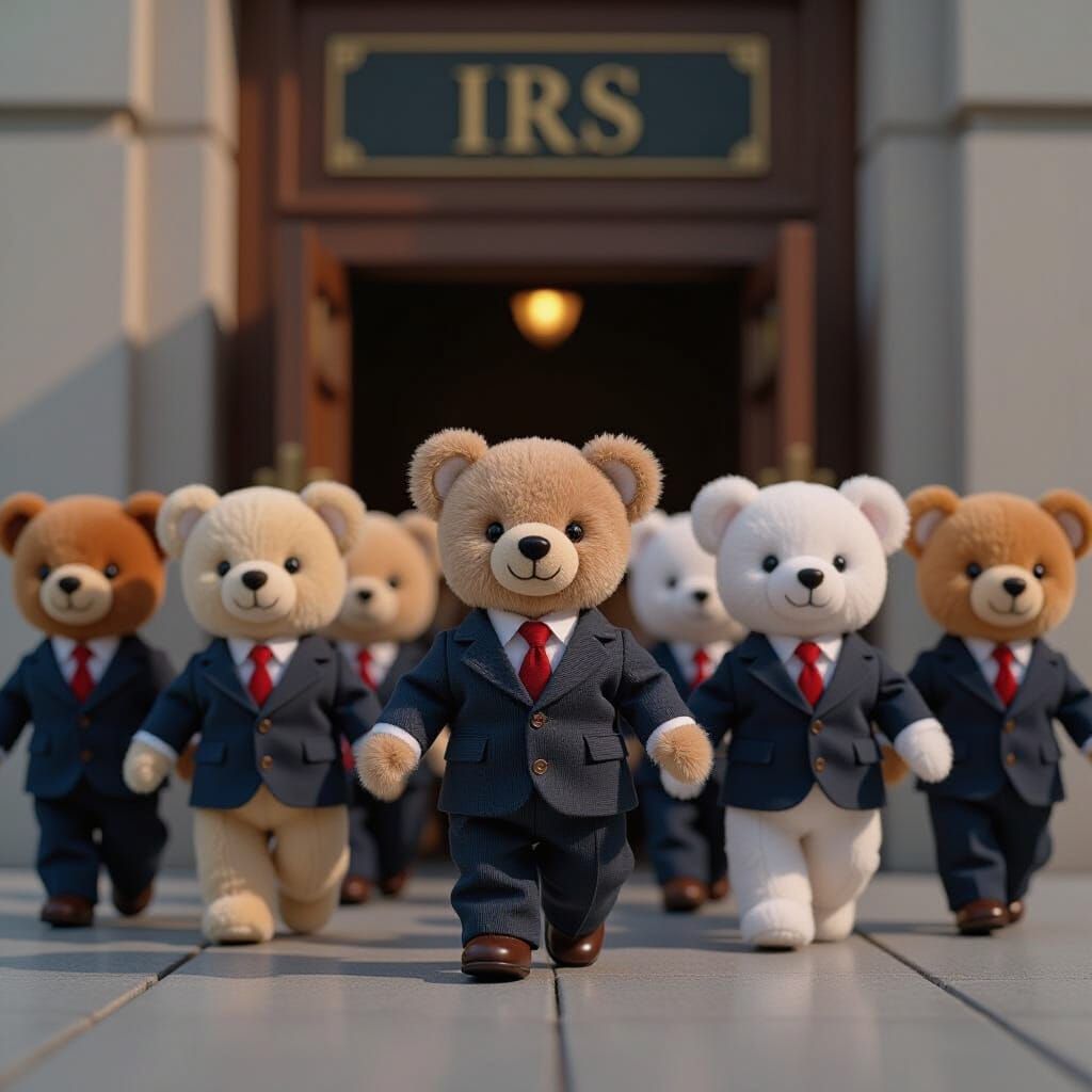 Stuffed Animals March Out of IRS Building
