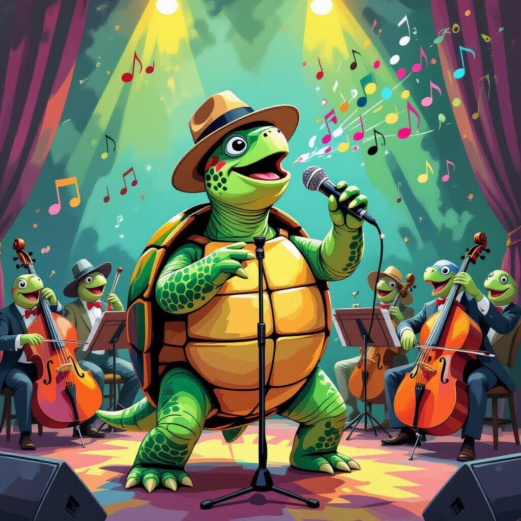 Turtle Singer with Orchestra, in Bold Style