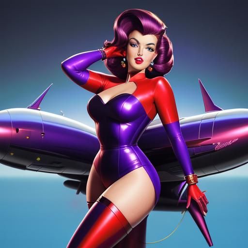 Retro Pin-Up Girl on Rocket in Pop Art Style