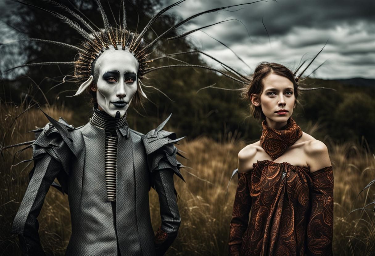 Surreal Restaurant Scene with Exotic Aliens, Professional Ph...