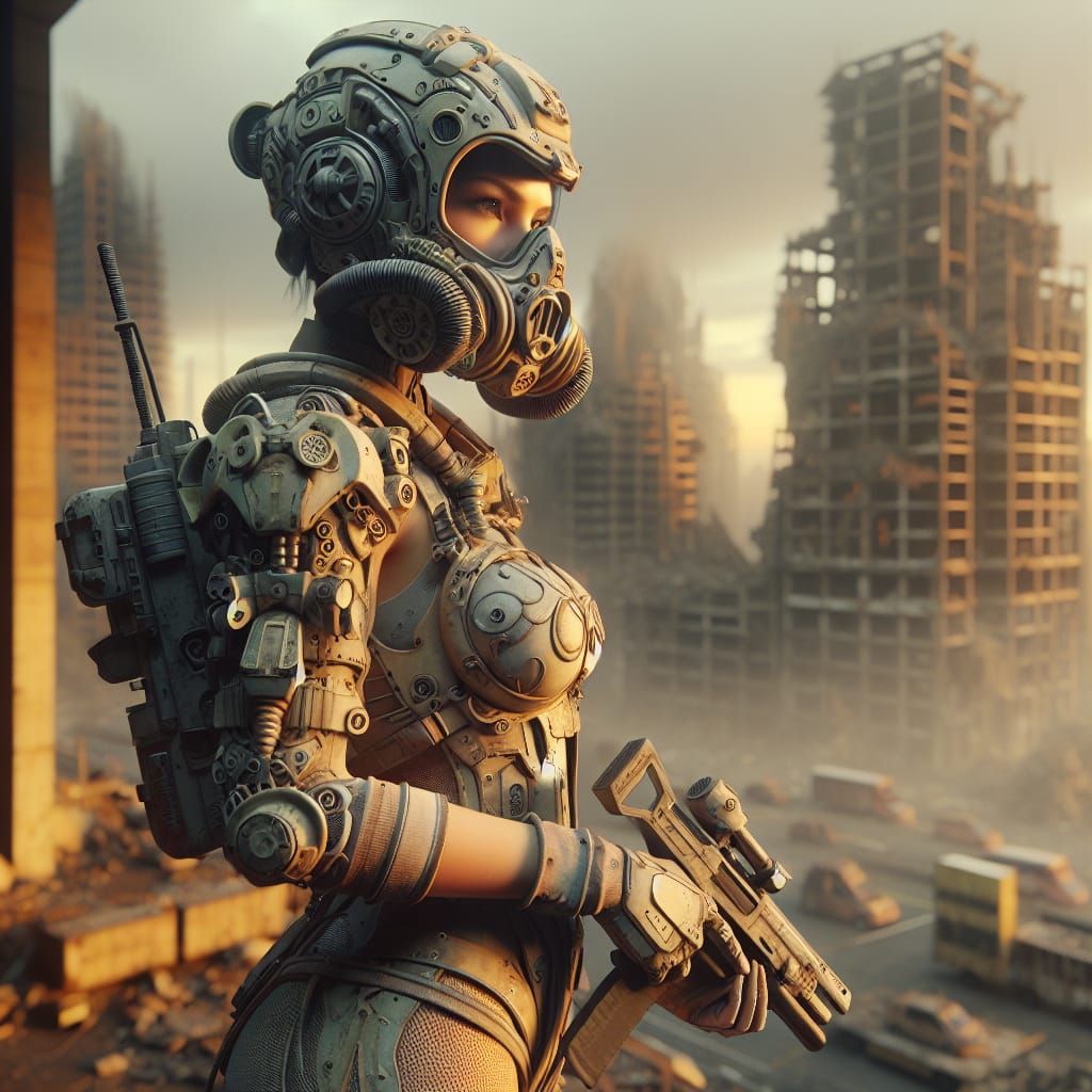 Post-Apocalyptic Soldier in Neo-Figurative Style