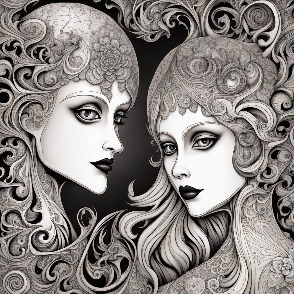 Gothic Hansel and Gretel with Abstract Fractal Elements