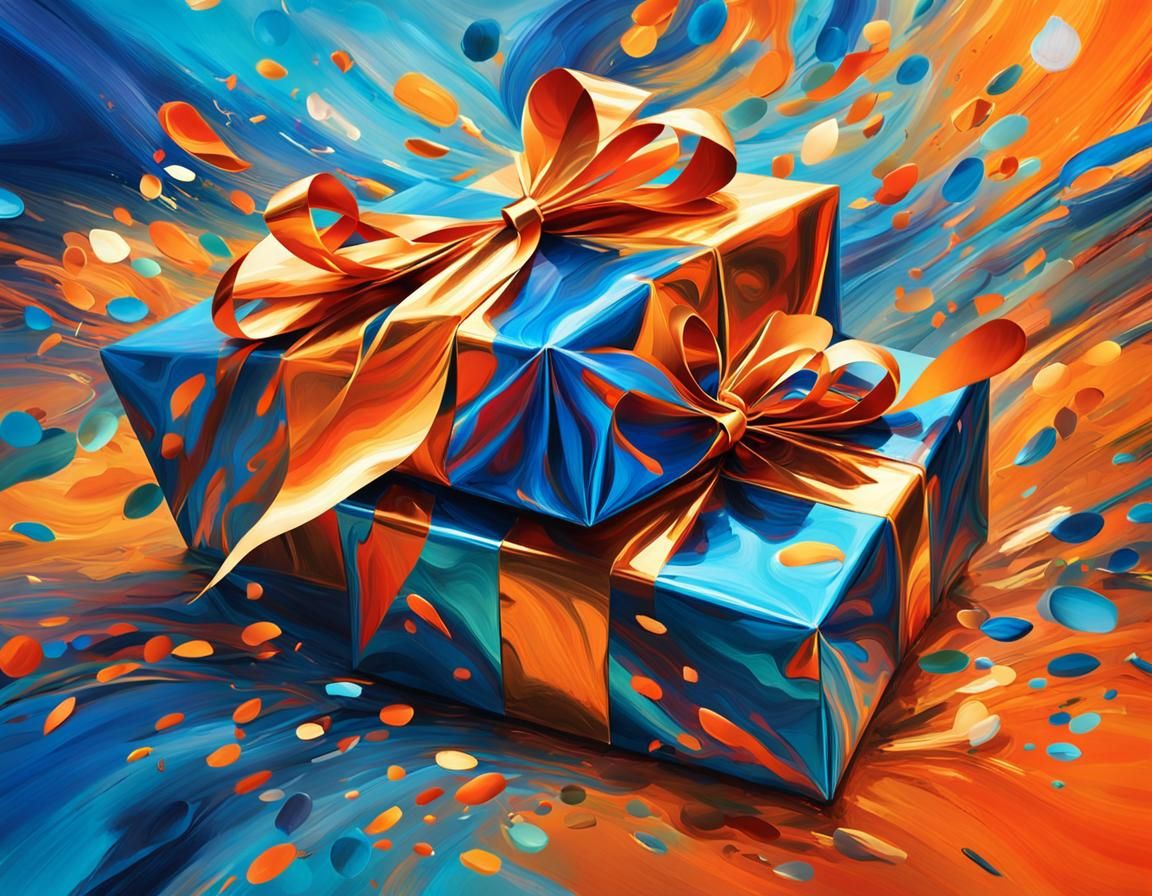 Abstract Expressionist Christmas Presents in Vivid Colors