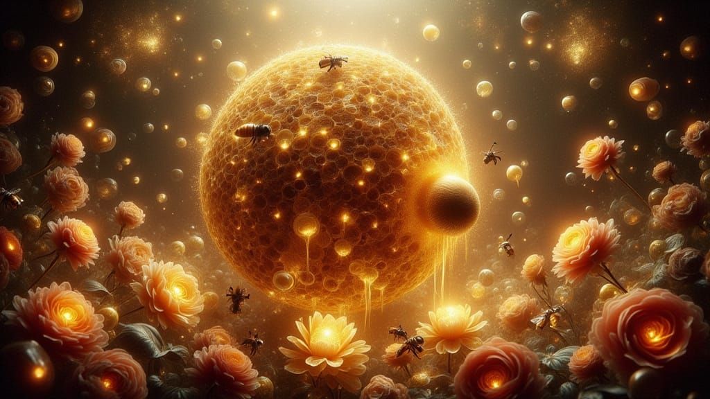 Surreal Beehive in Rose Jungle, Blending Surrealism and Expr...