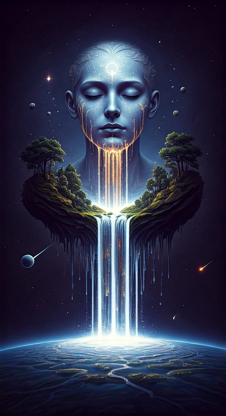 Celestial Being Creates First Waterfall in Newborn World