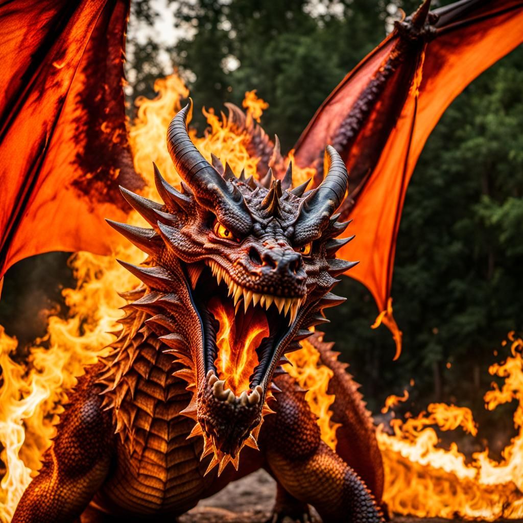 Winged Fire Dragon Portrait in Soft Lighting