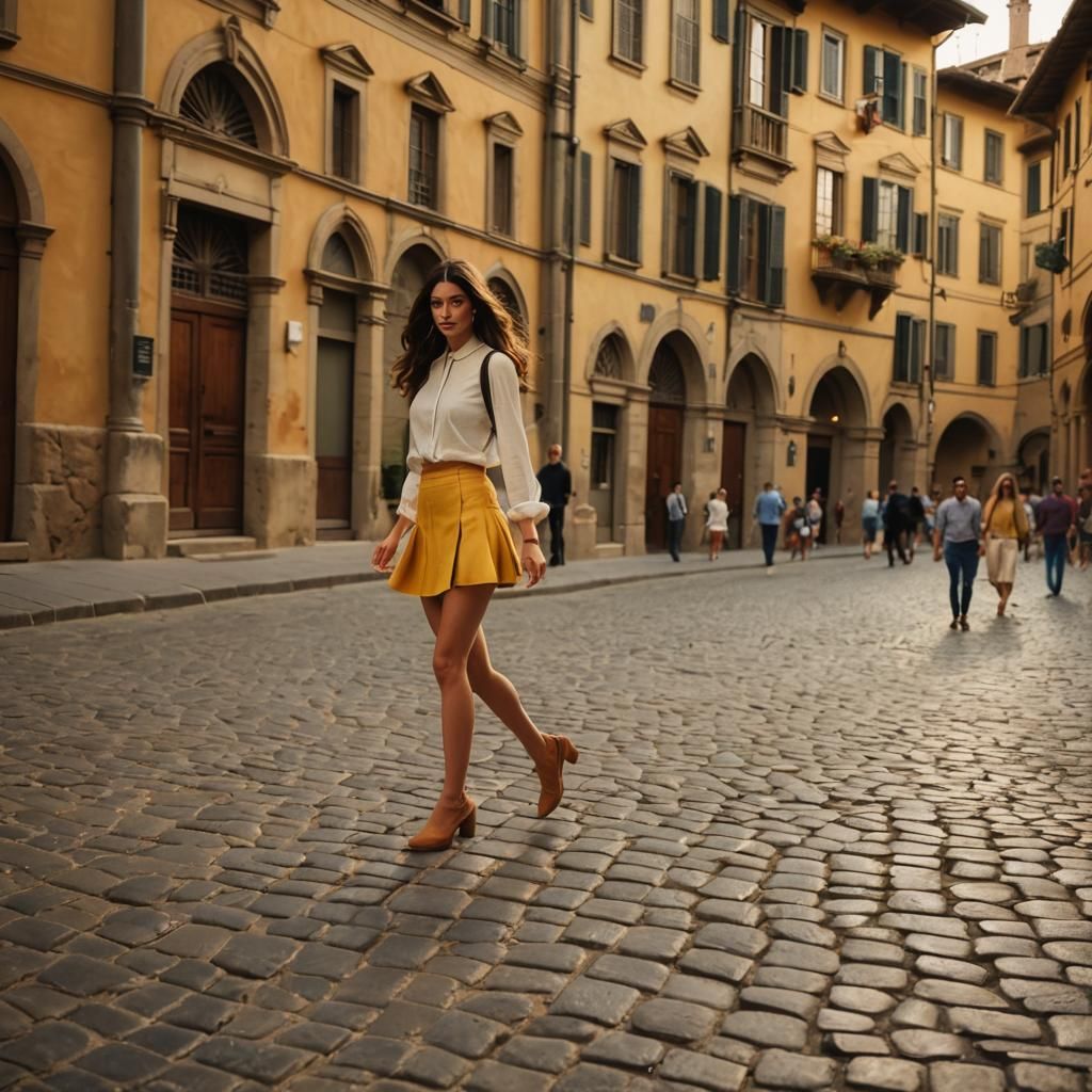 Italian Woman in Florence: Cinematic Street Scene