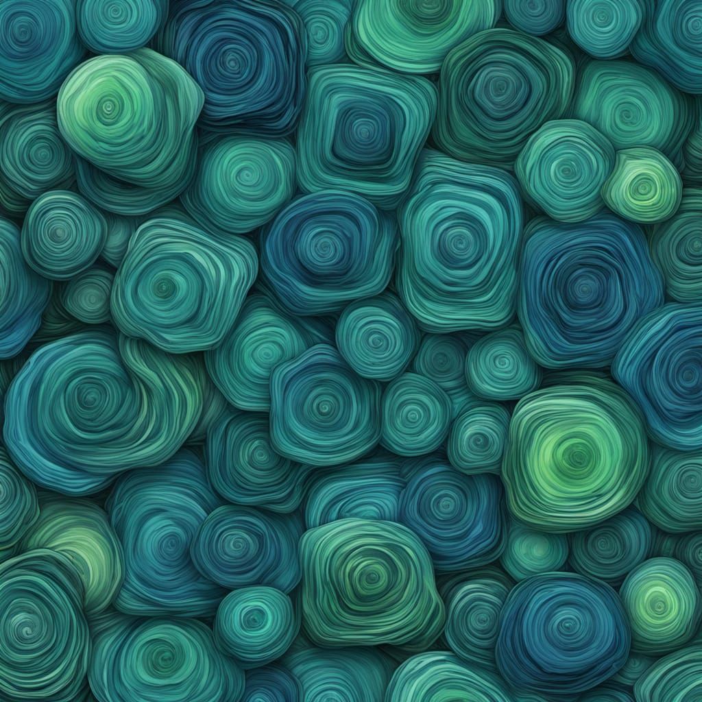 Ultraminimalist Bismuth Artwork in Steel Blue and Green