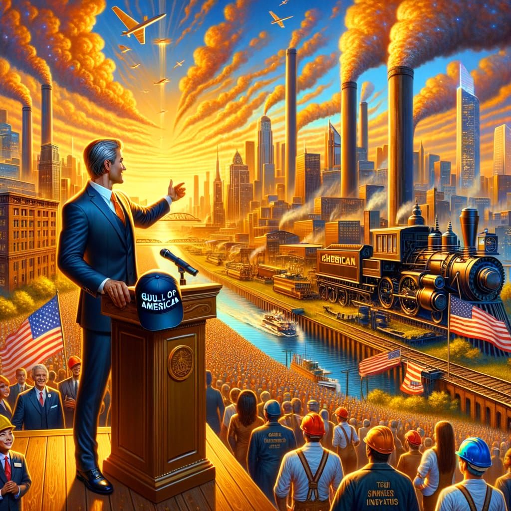 Futuristic American Cityscape of Unity and Progress