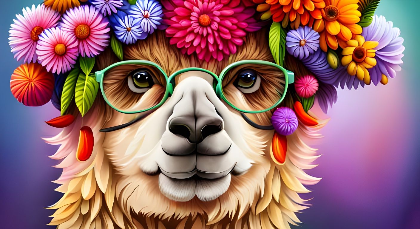 Adorable Alpaca in Scandinavian Folk Art Style