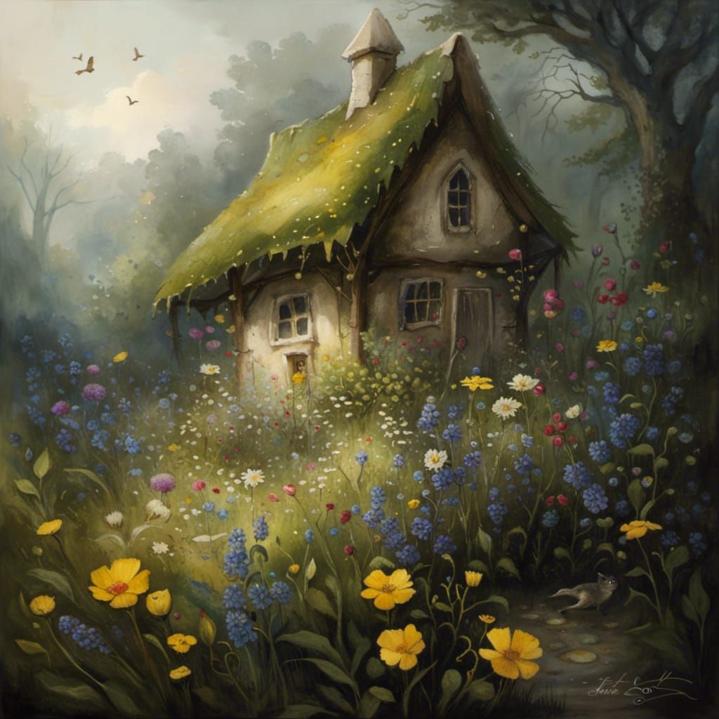 Cozy Cottage Garden Illustration