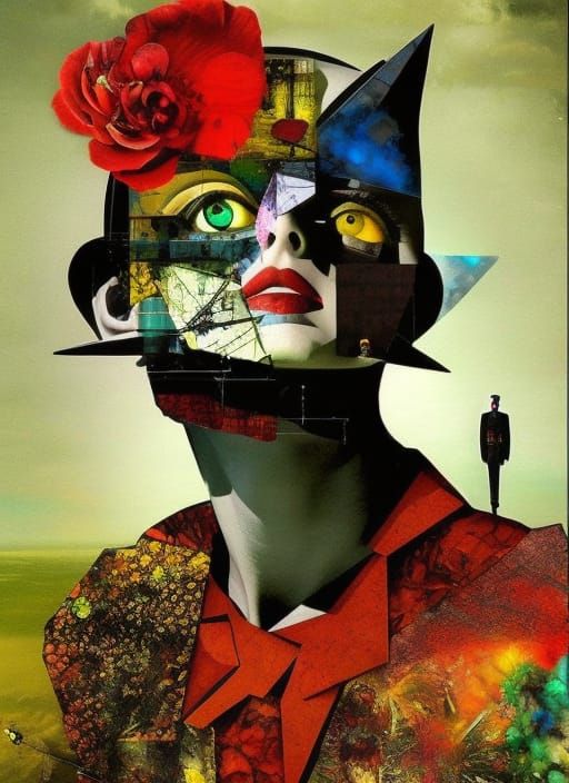 Abstract Surrealism Collage in Mixed Media