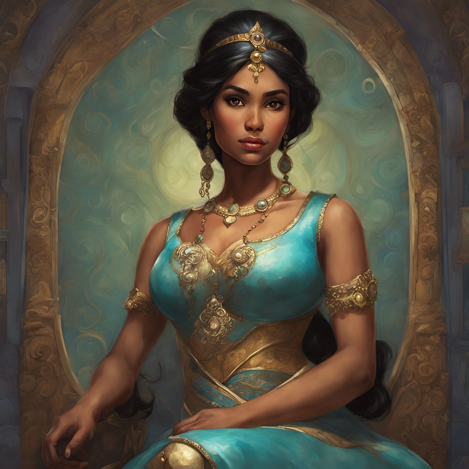 Princess Jasmine Portrait in Comic Book Style