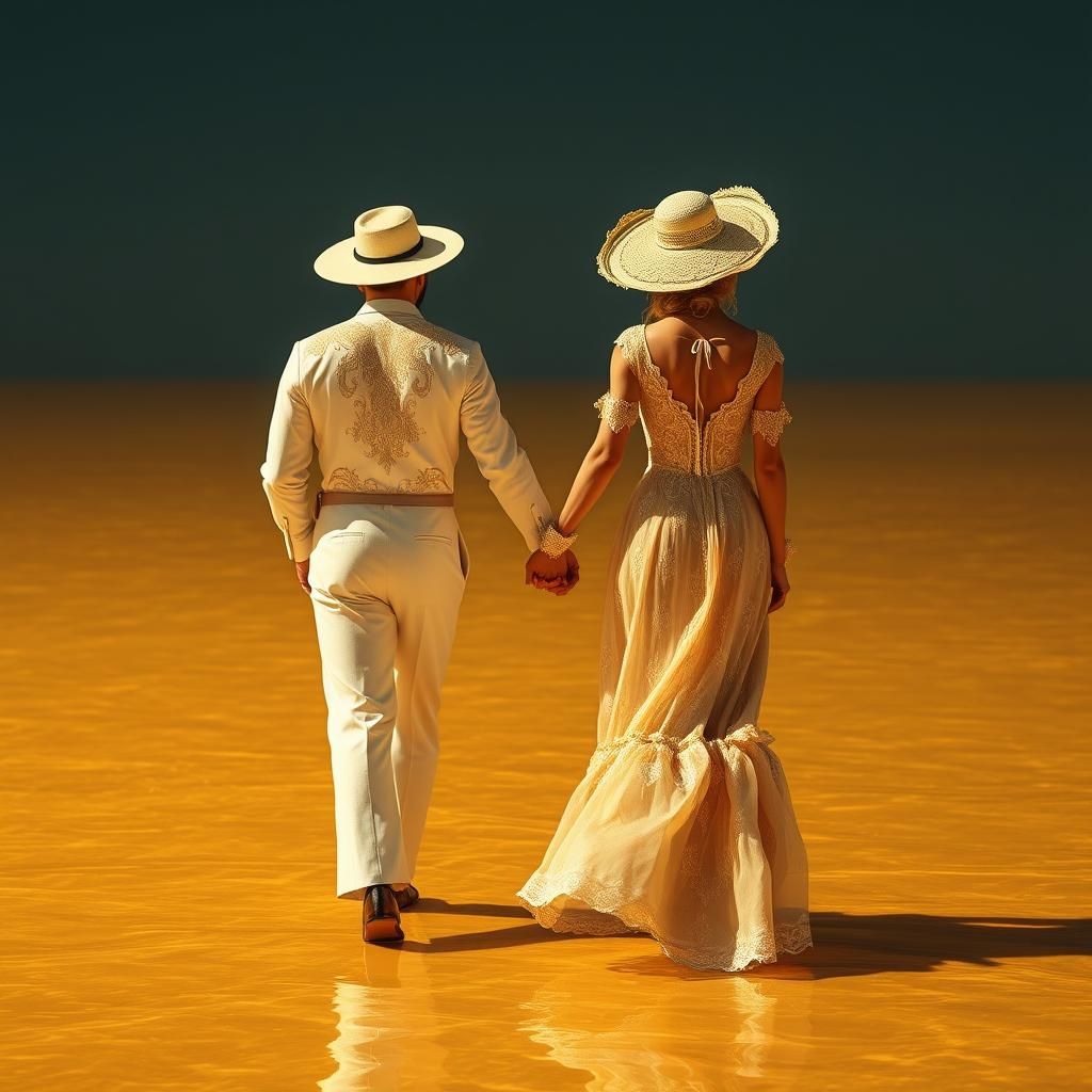Classical Silhouettes Walking on a Golden Sea