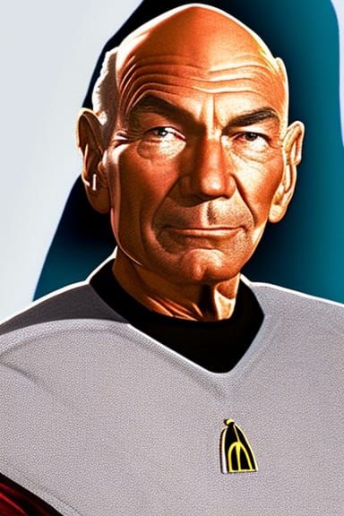 Captain Jean-Luc Picard Patrick Stewart Star Trek The Next Generation Insanely HyperRealistic HyperDetailed HyperIntrica...