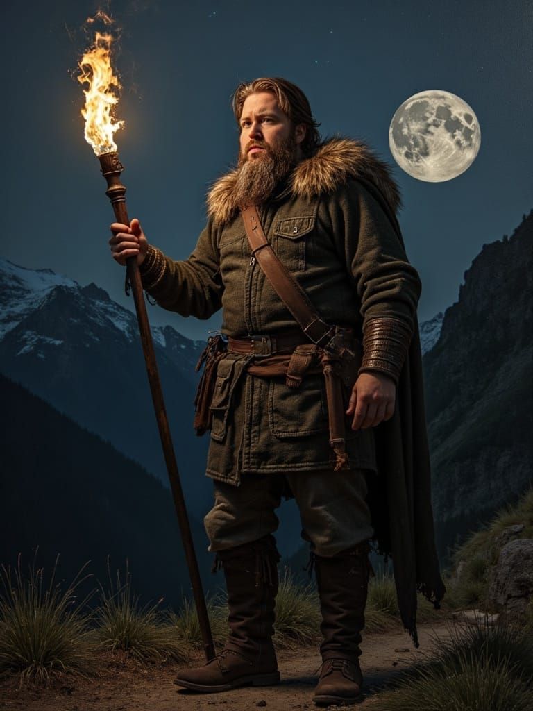 Barbarian Warrior Stands Tall Under Dark Skies