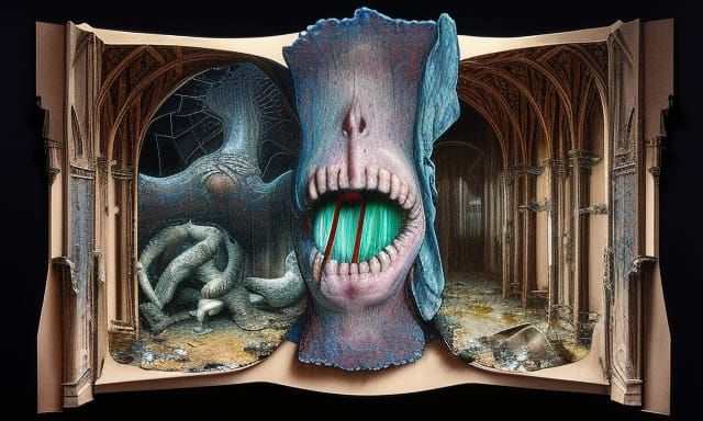 Intricate Mixed Media Assemblage of Deadly Sins