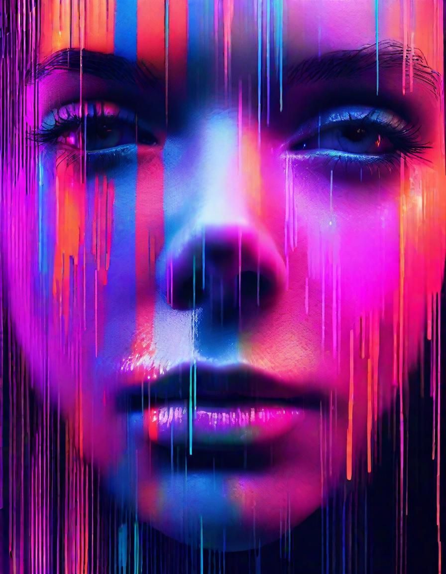 Glitch Tears: A Futuristic Face in Distortion