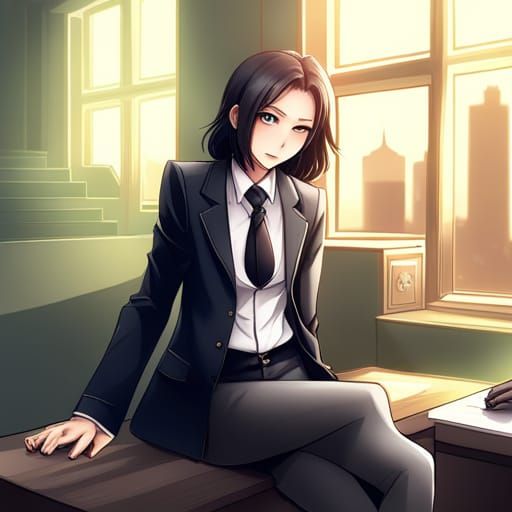 Anime-Style Female Lawyer in Japanese Manga Key Visual