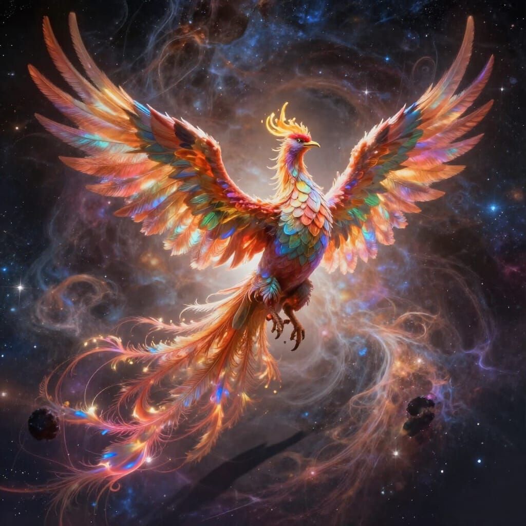 Majestic Phoenix Dances in Cosmic Nebula