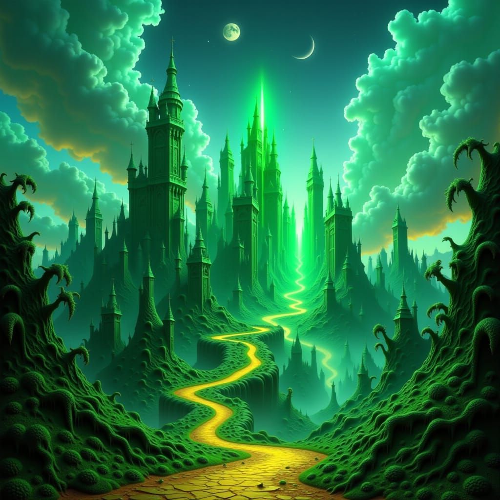 Emerald City Matte Painting in Otherworldly Green Light