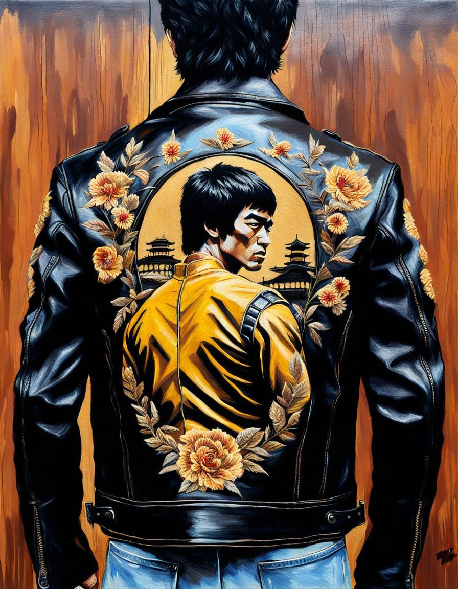 Bruce Lee Embroidery as Oil Painting