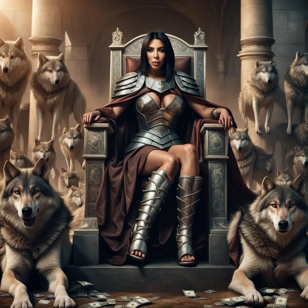 Celebrity as Roman Gladiator on Throne