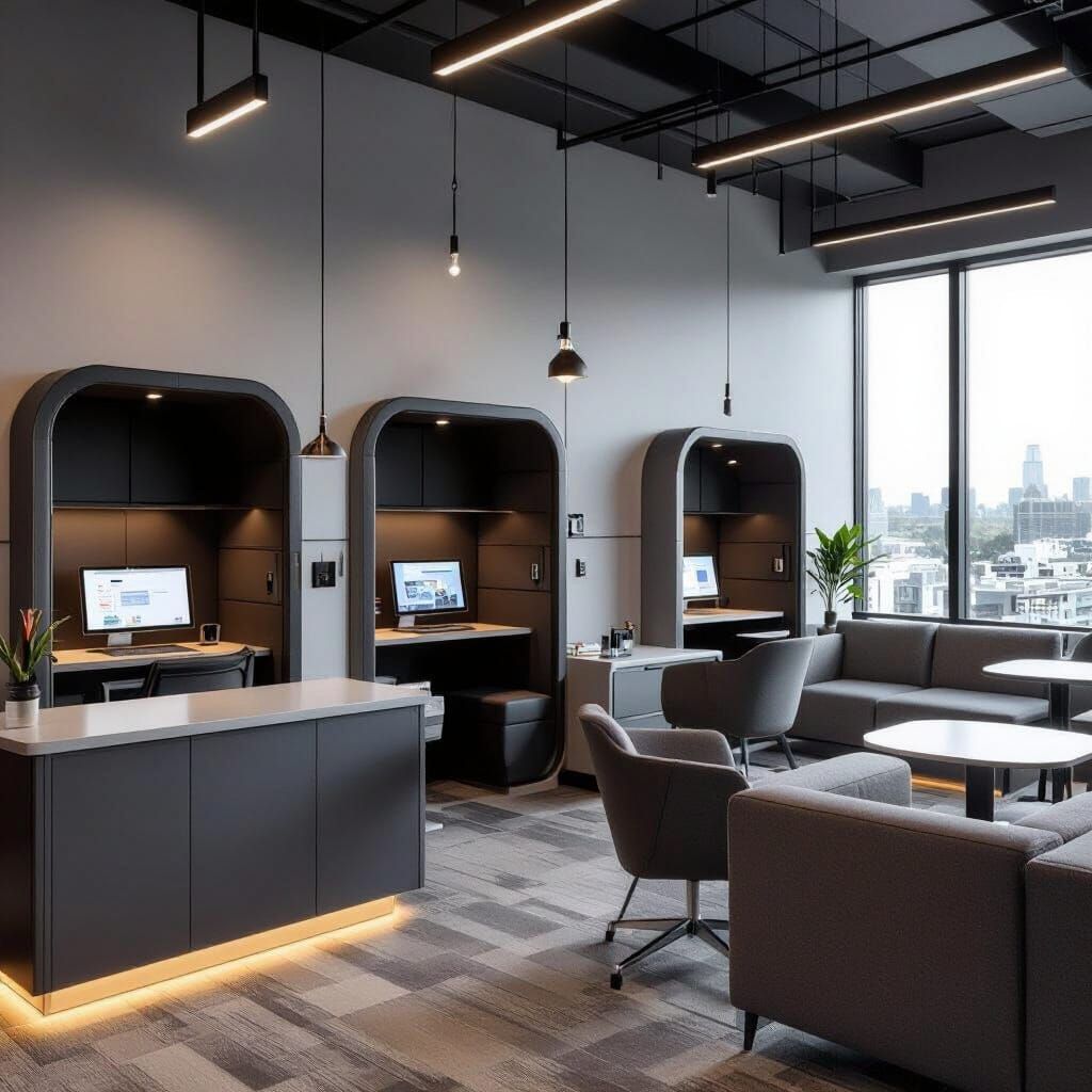 Modern Minimalist Study Lounge with Smart Tech