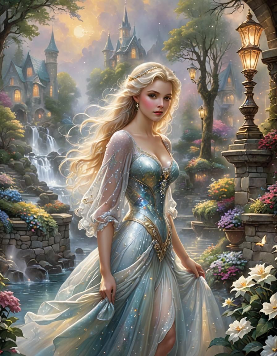 Platinum Blonde Bombshell Portrait in Fantasy Style