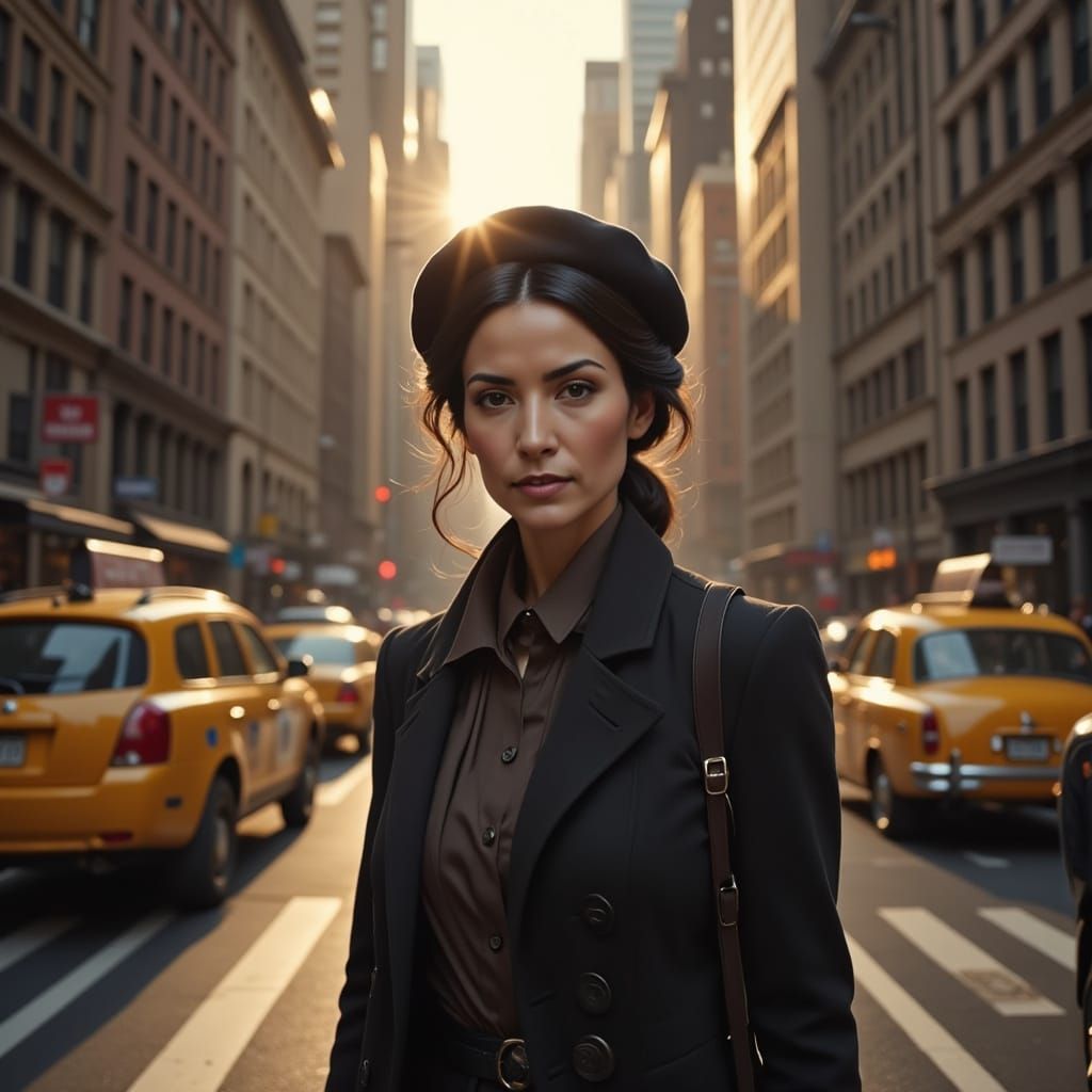 French Woman Strolls Through New York City in Cinematic Suns...