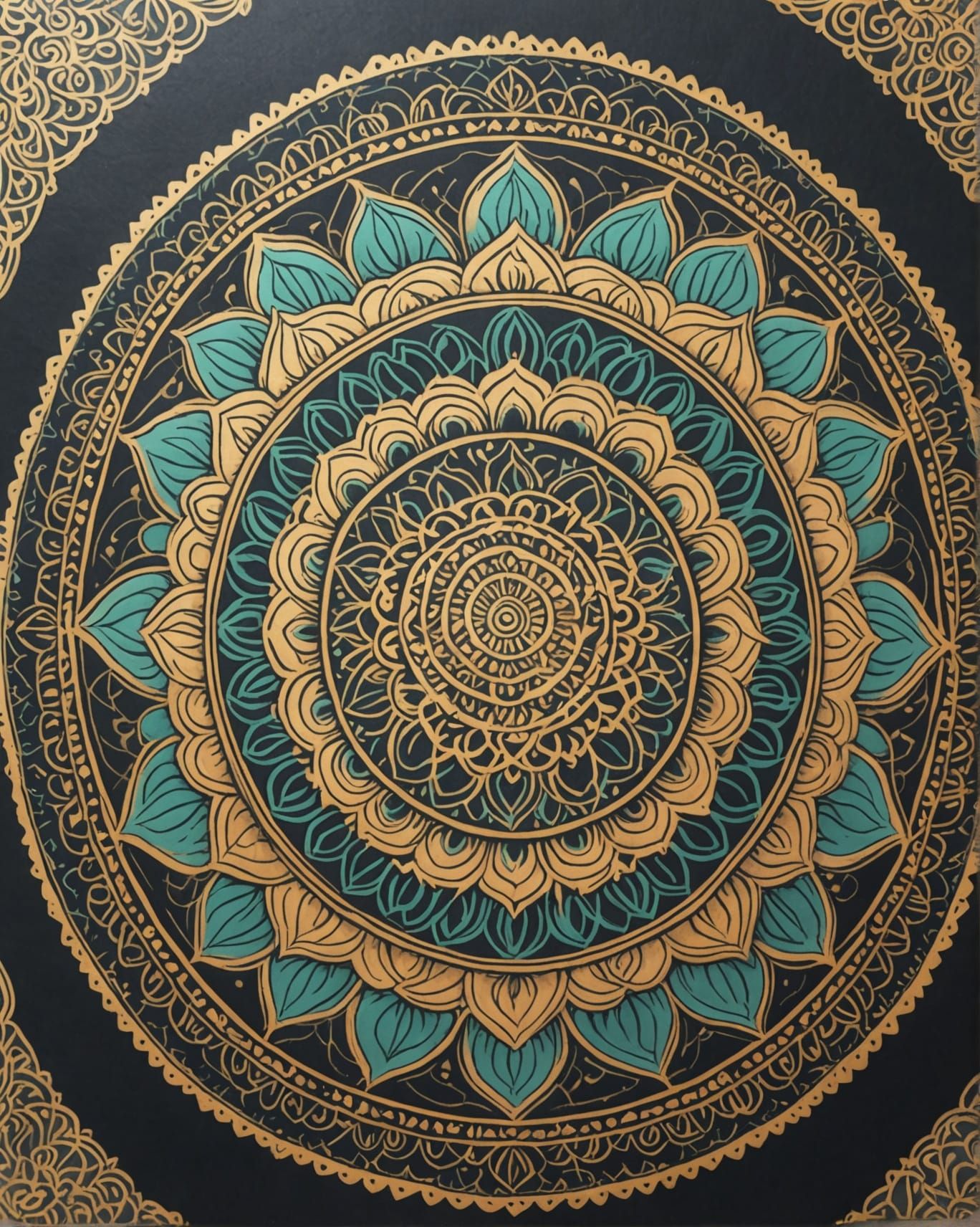 Golden Mandala Design in Pastel Colors