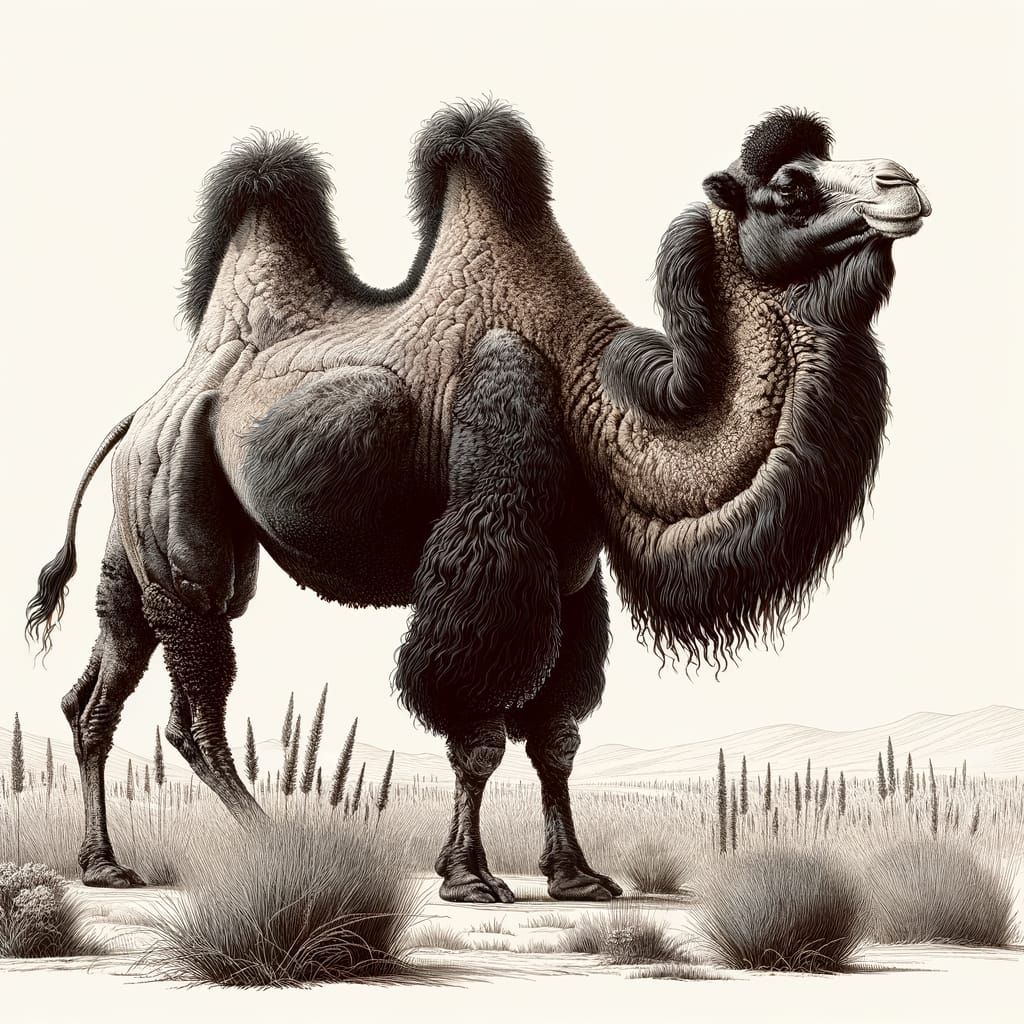 Wild Bactrian Camel in Mongolian Grasslands