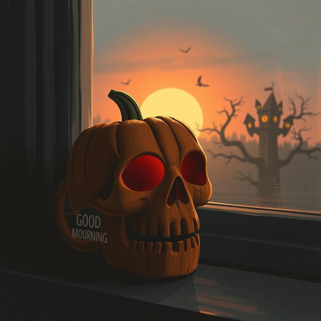 Halloween Skull Mug: Graphic Art Design