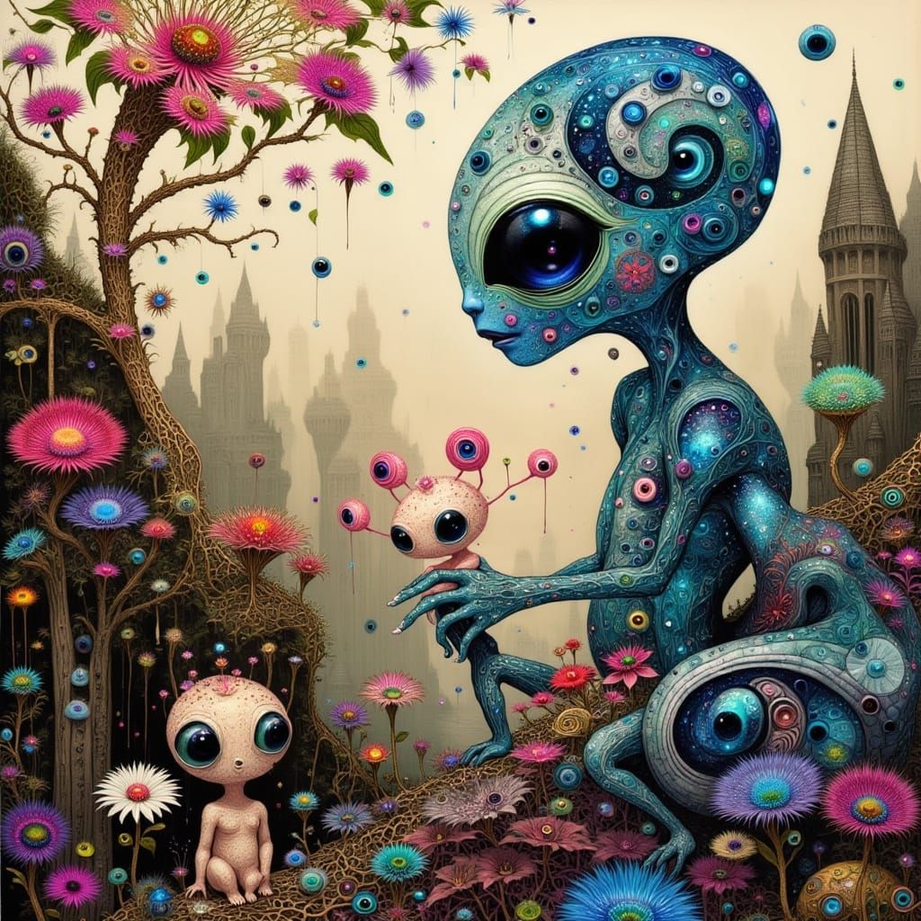 Dreamlike Alien Landscape in Vibrant Colors