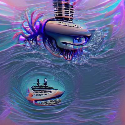 Eerie Submerged Machine: Submechanophobia Concept