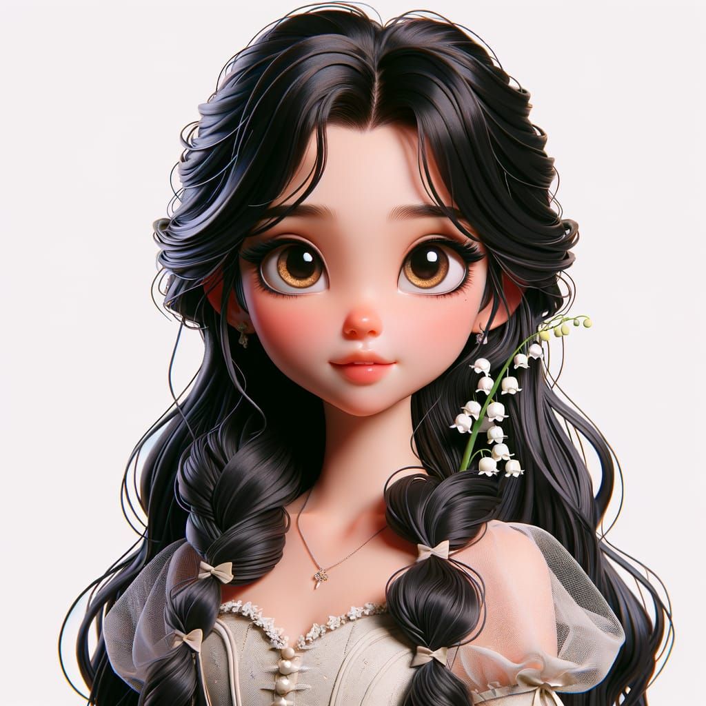 Timeless Cartoon Beauty in a Wedding Veil