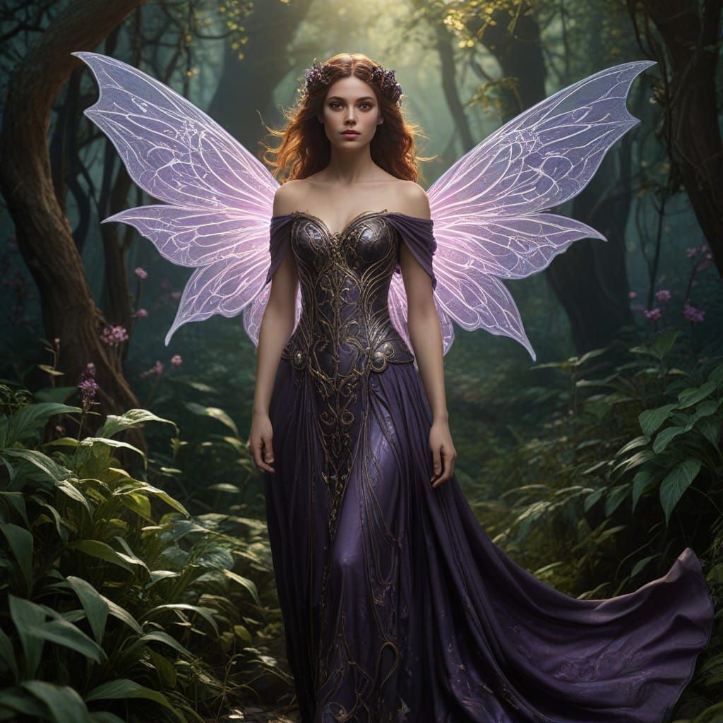 Mystical Faerie in Vibrant Floral Realm