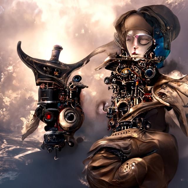 Clockwork Techno-Spirit in Astral Space: Steampunk Automaton