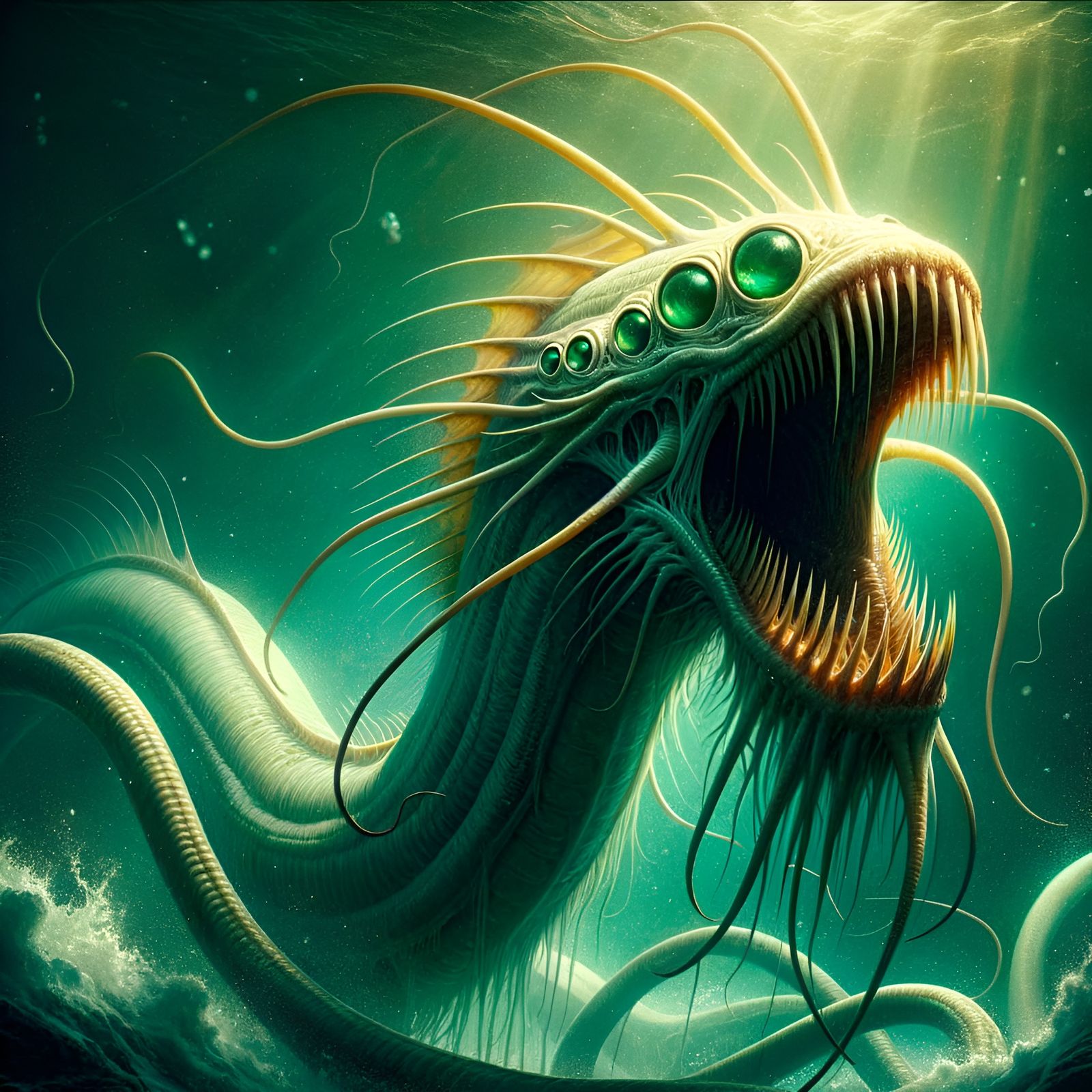 Epic Underwater Aboleth Illustration in Digital Art Style