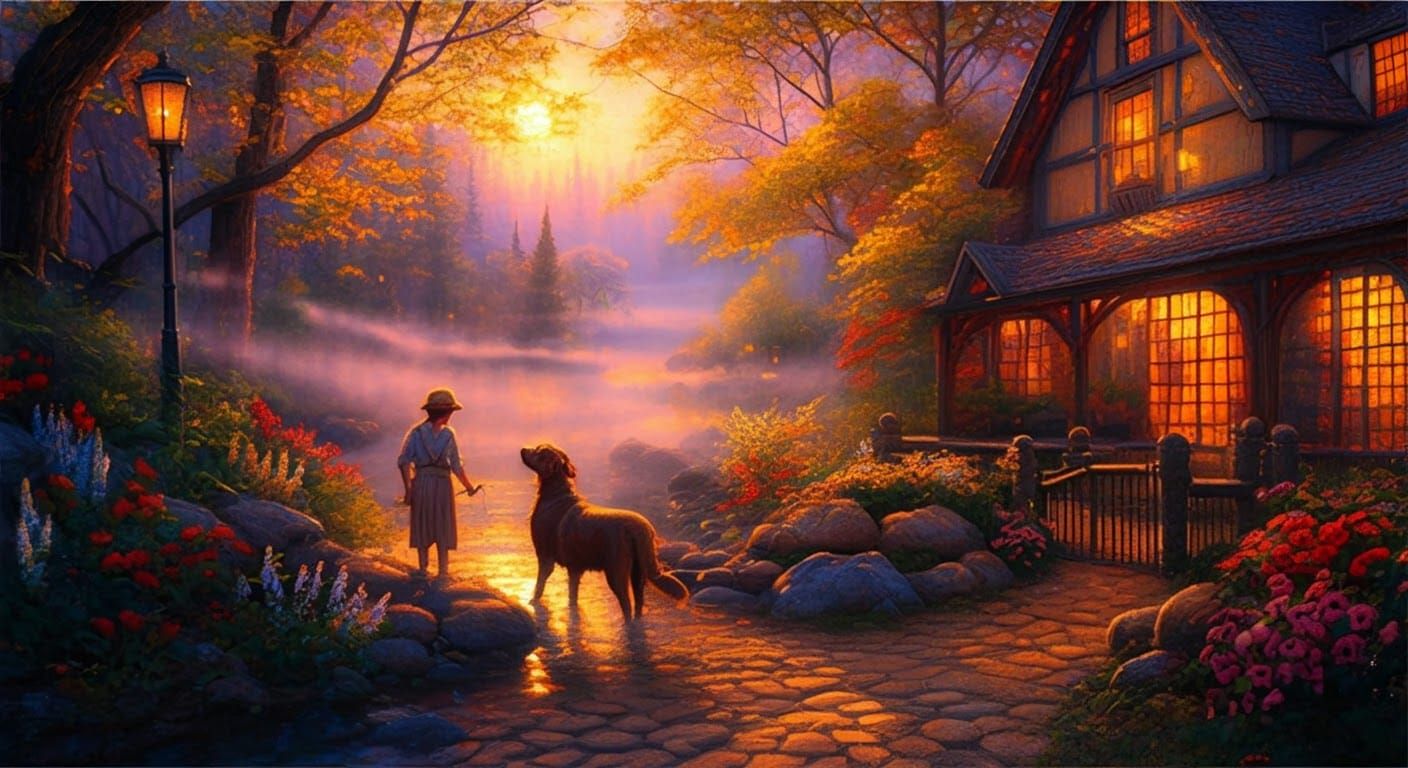 Ethereal Fantasy Scene in Golden Light