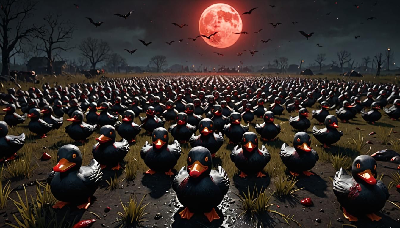 Vampires vs. Rubber Duck: Epic 3D Game Scene