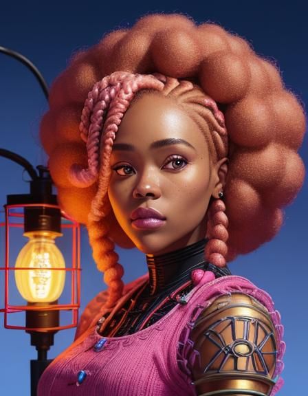 Big head, small body, Big eyes,chibi, BBW LADY. Cottagecore anime & manga style art. Unraveling decopunk, Cables and pip...